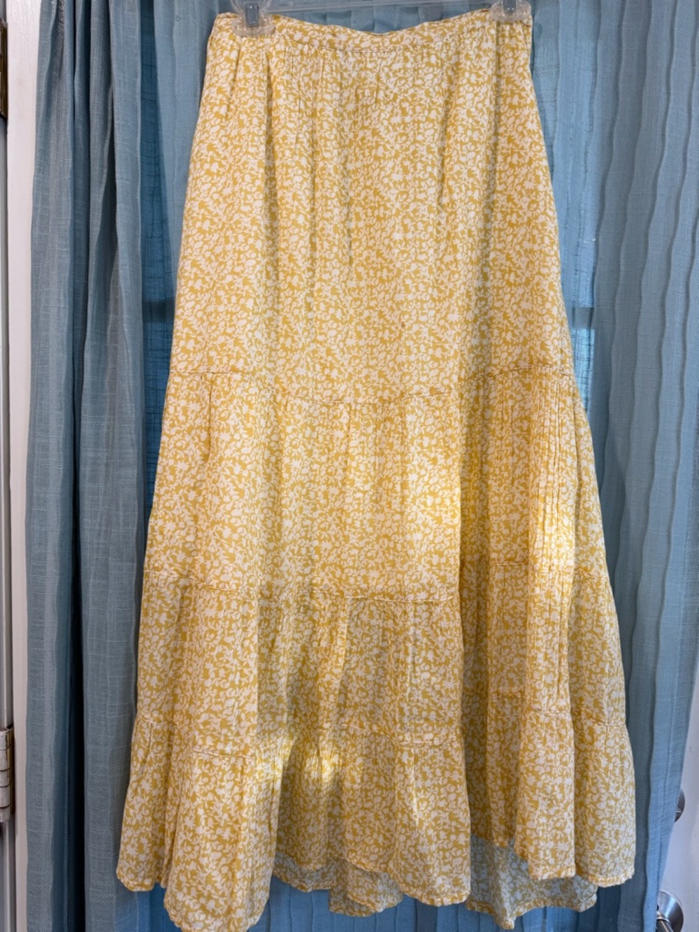 Banana Republic Yellow Floral Tiered Maxi Skirt